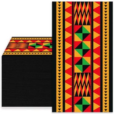 Imagem de Whaline Guardanapo de papel de convidado do mês da história negra 80 peças toalha de mão descartável para convidados patrimônio africano guardanapo de banheiro para decoração de mesa de festa do dia