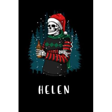 Imagem de Helen : Personalized Name Journal for Helen |gratitude Notebook |Skull wearing an ugly christmas sweatshirt holding a beer bottle merry christmas ... boys ... journal Paperback|6x9 Inches, 120
