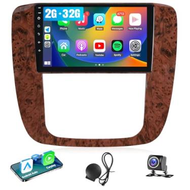 Imagem de Rádio estéreo automotivo de 22 cm para Chevrolet Chevy Silverado Tahoe Suburban GMC Yukon 2007 2008 2009 2010 2011 2012 com Carplay Andriod Auto, rádio com tela sensível ao toque de 2 + 32 G Blutooth