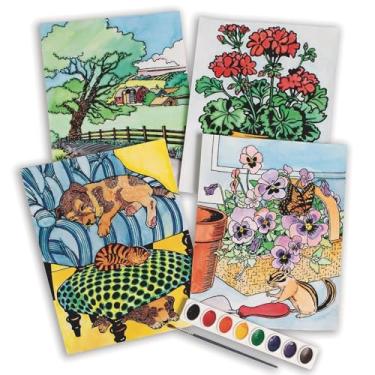 Imagem de S&S Worldwide Conjunto II de pôsteres de arte de veludo aquarela, 6 de cada um dos 4 desenhos impressos em veludo flocagem em papel de aquarela genuíno, decore com tintas de aquarela líquidas ou