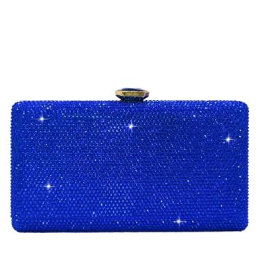 Imagem de Boutique De FGG Bolsa feminina de cristal para noite, formal, para festa, casamento, strass, bolsa clutch nupcial, mini, Azul, Small