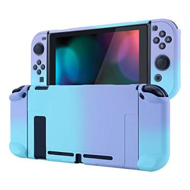 Imagem de eXtremeRate PlayVital Capa traseira para console Nintendo Switch, controle portátil NS Joycon protetor separado capa rígida, capa protetora de toque macio para Nintendo Switch - azul violeta gradiente