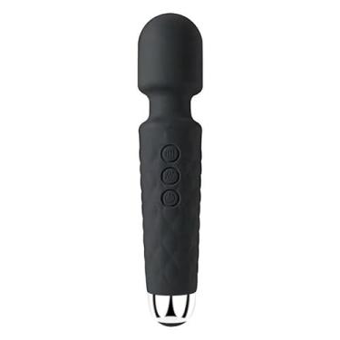 Imagem de Massageador corporal Varinha mágica Varinha de silicone com textura estimulante - Recarregável, 20 modos, 8 velocidades(PRETO)