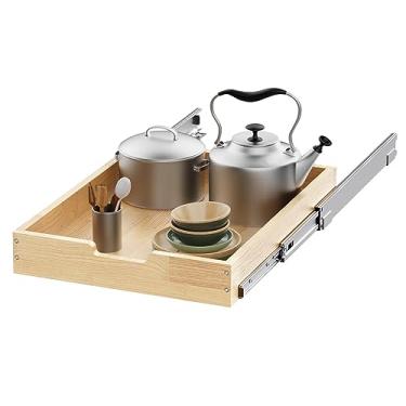 Imagem de Sikarou Organizador de armário de madeira 66 cm L x 53 cm P, gavetas deslizantes resistentes para armazenamento interno de armários e organização para cozinha, despensa, banheiro