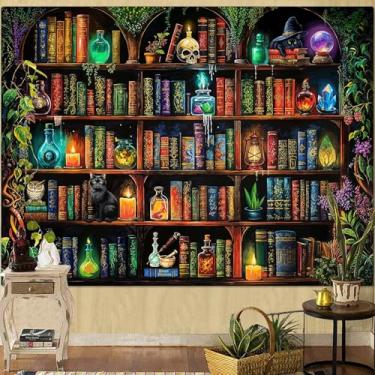 Imagem de Lunerfex Witch Bookshelf Library Tapestry Wall Decor Tapestry for Bedroom Art Tapestries Wall Hanging for Bedroom Living Room Bookshelf06 152.4 cmx203.2 cm
