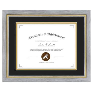 Imagem de Moldura para diploma de 21 x 28 cm - Use como moldura de certificado de 21 x 28 cm com tapete preto sobre ouro ou moldura de 28 x 35 cm sem tapete para documento de certificado universitário - Moldura