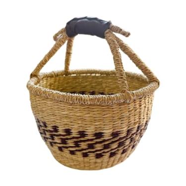 Imagem de Ioensy Organizador de armazenamento em casa de cesta de piqueniques ao ar livre com lagos de couro PU Sungies cestos de cesta para o escritório de pesca na, Marrom