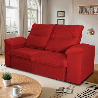Imagem de Sofá Retrátil Reclinável America 2,00m Suede Vermelho