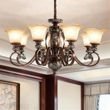 Imagem de Europeu Luxo Sala de Estar Lâmpada Pendente Americano Retro Restaurante Quarto Villa Hotel Roupa Salão de Beleza Café Lustre (D 8 luzes)