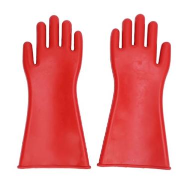 Imagem de Luvas com isolamento elétrico, Luvas de borracha para alta tensão de 12000V Luvas de proteção de segurança à prova d'água com 1,8 mm de espessura para eletricistas de linha