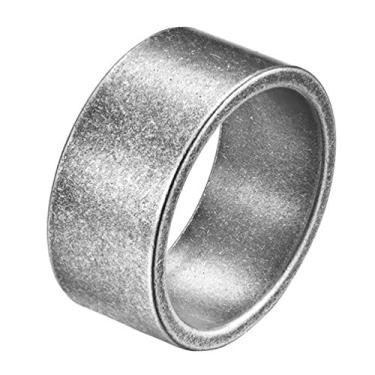 Imagem de INRENG Anel masculino de aço inoxidável 19 mm/10 mm de largura com acabamento fosco e faixa grande e descolada, prateado, dourado, preto