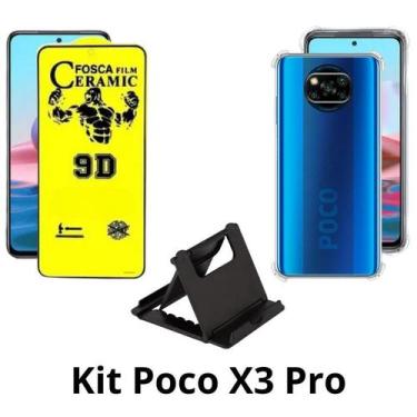 Imagem de Capa Anti Impacto + Película Fosca + Suporte de Mesa para Xiaomi Poco 