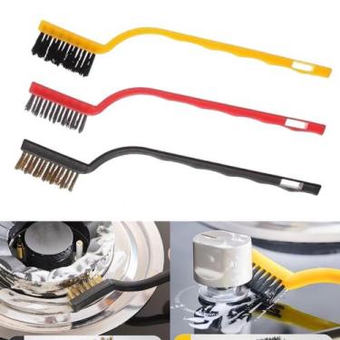 Imagem de Kit 3 Escovas Multiuso  Cerdas de Aço para Remover Ferrugem  Tinta - m