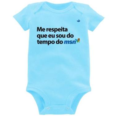 Imagem de Body Bebê Me respeita que eu sou da época do msn - Foca na Moda, Azul 