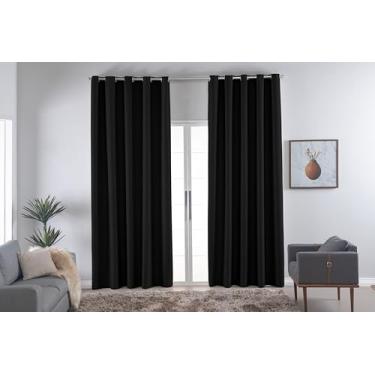 Imagem de Cortina BLACKOUT Quarto/Sala Tecido Poliester Corta Luz Blecaute (PRETO, 2,80 x 2,30)