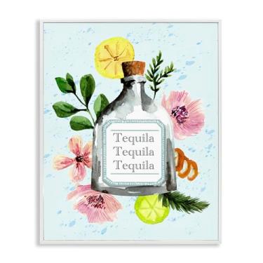 Imagem de Stupell Industries Garrafa de tequila floral branca emoldurada giclée arte de parede por Kate Eldridge, 28 x 35