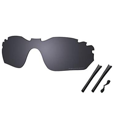 Imagem de SAUCER Lentes de reposição premium e kits de borracha para óculos de sol Oakley Radar Edge Ventilados OO9184 de alta definição - Escudo Preto Polarizado