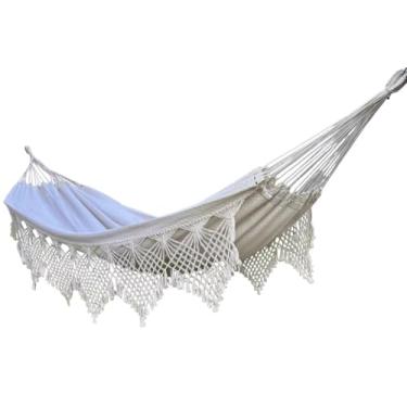 Imagem de Rede de Descanso, Rede de Dormir Casal Pernambucana 4,30 x 1,60 m (Bege)