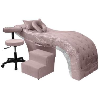 Imagem de Kit Maca Estética Charme para Cílios + Mocho + Escada + Capa Veludo Co