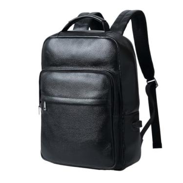 Imagem de Mochila masculina para laptop de 15,6 polegadas Couro Genuíno Mochila para homens Bolsa de viagem para homens