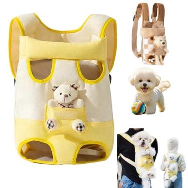 Imagem de Peitoral para animais de estimação com alça de ombro ventilada acolchoada macia ajustável, mochila fofa para transporte de filhotes, adequada para caminhadas, ciclismo, mochila de viagem para gatos e
