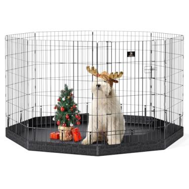Imagem de PJYuCien Cercadinho Para Cachorro, 8 Painéis, 36''H, Cerca Para Cachorro Interna Com Almofada Inferior, Cerca De Metal Dobrável Para Exercícios De Filhotes, Canil, Melhor Para Animais De Médio Port
