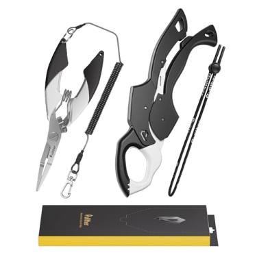 Imagem de pullther fishing Alicate de pesca de 23,4 cm, cortador de linha multifuncional e anel dividido para pesca com mosca, pesca no gelo, kit de ferramentas de pesca em água salgada, equipamento de pesca