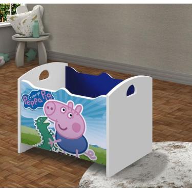 Imagem de Caixa Baú Organizadora de Brinquedos infantil MDF George Azul - Oferta