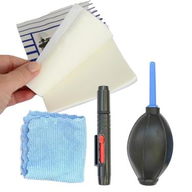 Imagem de Kit Limpa Lente e Camera 4x1 c/Soprador, Pano, Pincel multiuso portátil e bloco de lenços 50fls