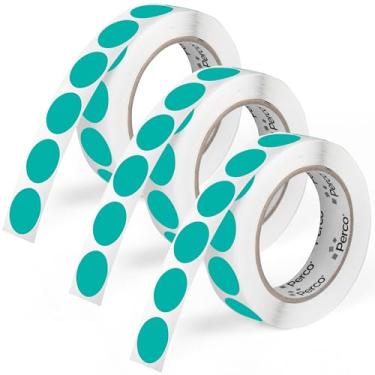 Imagem de Perco Etiquetas adesivas de bolinhas redondas de 2,5 cm azul-petróleo - Pacote com vários rolos (3 rolos, 1.000 etiquetas cada) - Adesivo permanente, cores vibrantes, fixação forte - perfurado para