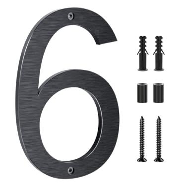 Imagem de Yafimea Números de casa grandes pretos de 20 cm para o exterior, números de endereço residenciais modernos de metal para casa, números de casa flutuantes externos de alumínio para portão de garagem de