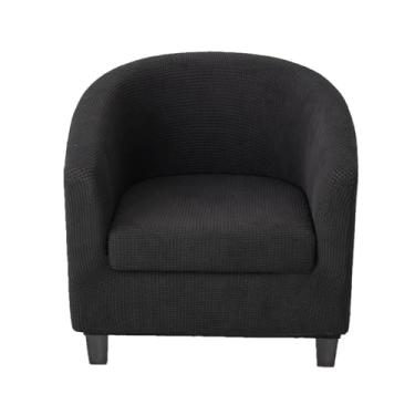 Imagem de CRFATOP Capa de cadeira de clube com capa de almofada jacquard 2 peças capas de cadeira de banheira capas de poltrona macias laváveis redondas capas de sofá para balcão de bar sala de estar, preto