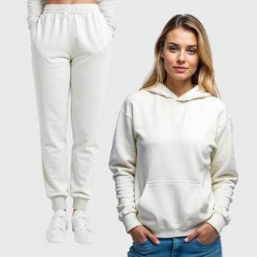 Imagem de Conjunto Moletom Canguru e Calça Feminina Lisa Benellys-Feminino