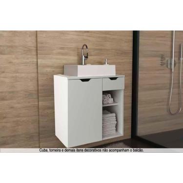 Imagem de Bancada de Banheiro Suspenso BN3605 1 Porta 1 Gaveta cor Branco - Tecno Mobili