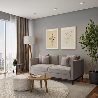 Imagem de Sofá 3 Lugares Benício Base de Madeira Linho Cotton Cru.