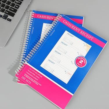 Imagem de Livro de recibos de dinheiro e aluguel, encadernação espiral de cópia sem carbono de 2 partes, 4 recibos por página, 100 folhas por livro, 400 conjuntos por livro (2 pacotes)