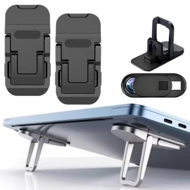 Imagem de Suporte portátil de 2 peças, suporte ajustável para laptop, mini suporte invisível de resfriamento ergonômico para teclado de computador de mesa MacBook (preto)