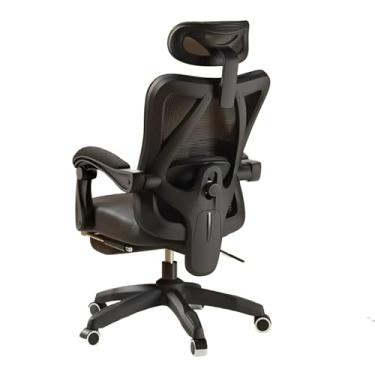 Imagem de Cadeira de escritório ergonômica de malha Cadeira de mesa de escritório em casa com apoio para os pés Cadeira de mesa executiva ajustável para computador para casa, escritório, jogos,Black a
