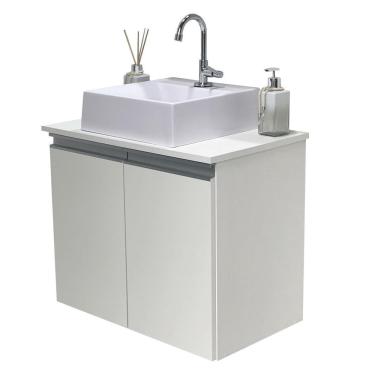 Imagem de Balcão Banheiro Mdf - Abrazzo 2 Portas 60Cm Com Cuba