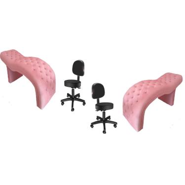 Imagem de Kit Com 2 Maca Cama Com 2 Cadeira Mocho Ideal Salão Beleza Estética Facial Pele Designer De Cílios Sobrancelhas Consultórios de Tattoo Móveis Leartam
