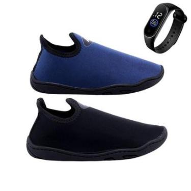 Imagem de Kit 2 Sapatilha Hibrida Aquática Infantil para Natação Praia + Relógio-Unissex