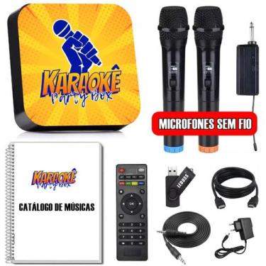 Imagem de Karaoke Party Box / 2 Microfones Sem Fio / 2000 Músicas / Catalogo Enc