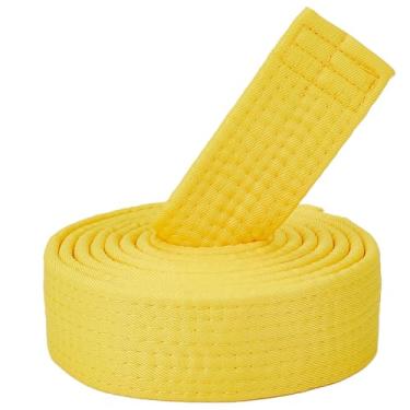 Imagem de CREATCABIN Cinto de Jiu Jitsu Amarelo Poliéster Cinto de Artes Marciais Judo Jiu-Jitsu TKD Aikido Uniforme Rank Cinto Longo Macio Universal Fit Cintos Taekwondo para Homens Mulheres Equipamento de