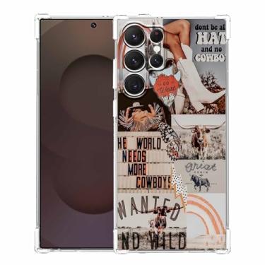 Imagem de Vesidurt Capa West Cowboy para Samsung Galaxy S25 Ultra, arte country ocidental, capa protetora de TPU macio na moda compatível com Galaxy S25 Ultra