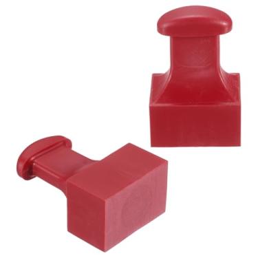 Imagem de PATIKIL Alça redonda de borracha de carimbo de 30 x 20 mm, 2 peças de puxadores de gaveta para entalhar, fazer bricolage, scrapbooking, vermelho