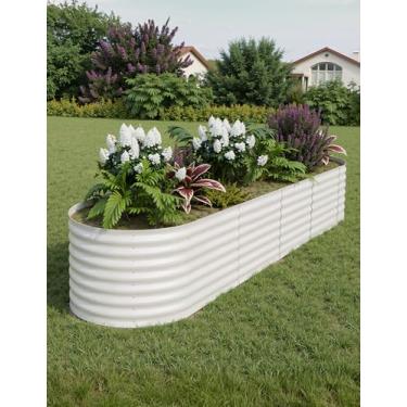 Imagem de EcoExplorer Canteiro de jardim elevado de aço galvanizado 2 x 5 m – Caixa de plantação elevada para vegetais internos/externos, ervas e flores, design sem dobras com revestimento à prova de ferrugem e