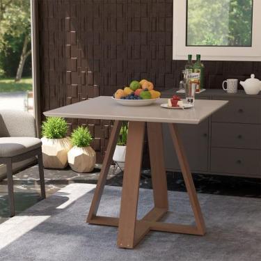 Imagem de Mesa de Jantar Quadrada Manu Base Madeira Maciça 90cm - Off White - GA