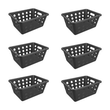 Imagem de Kit 6 Caixas Organizadoras 18x14x8cm Com Alça Cesto Plástico Coza Organizador