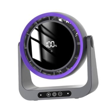 Imagem de Ｂｅｓｇａ Tabela de ventilador da mesa Air do ventilador Display Cool 5 velocidades USB Recarregável Quiet 90 ° Cabeça de inclinação para o quarto Cozinha de, Cinza