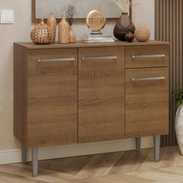 Imagem de Buffet Aparador 105cm 3 Portas e 1 Gaveta Madesa, Rustic